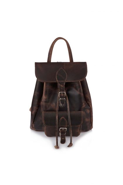 Classic Leather Backpack - Καφέ