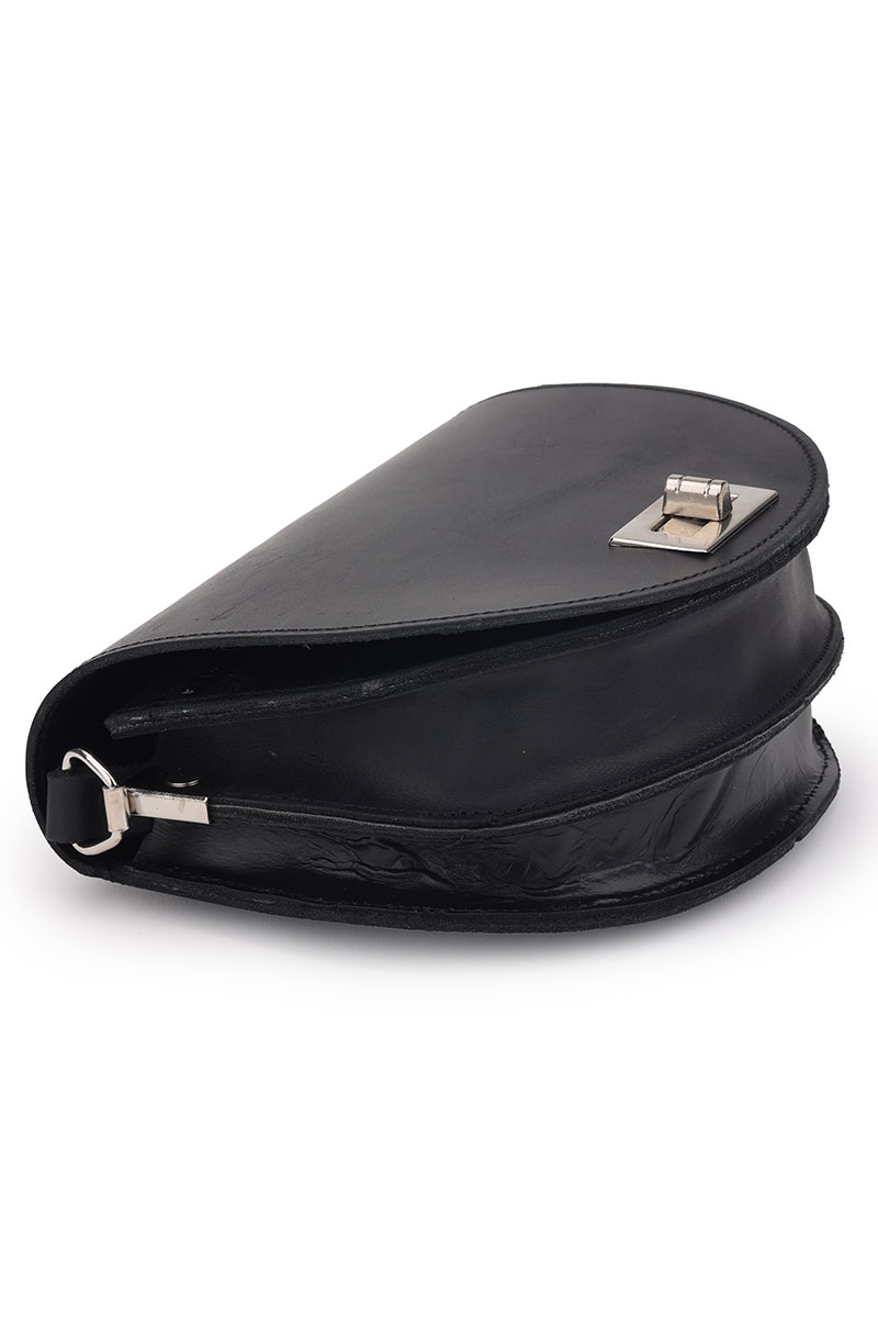 Oval purse silver lock - Μαύρο