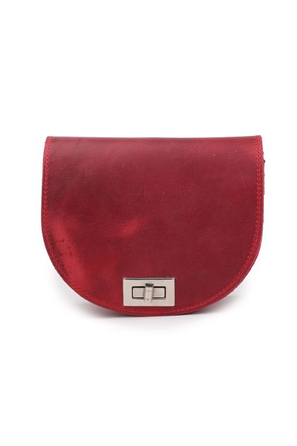 Oval purse silver lock - Μπορντό