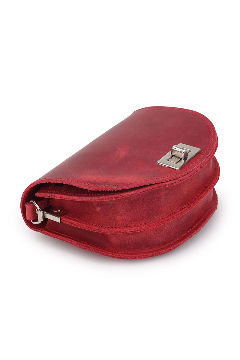 Oval purse silver lock - Μπορντό